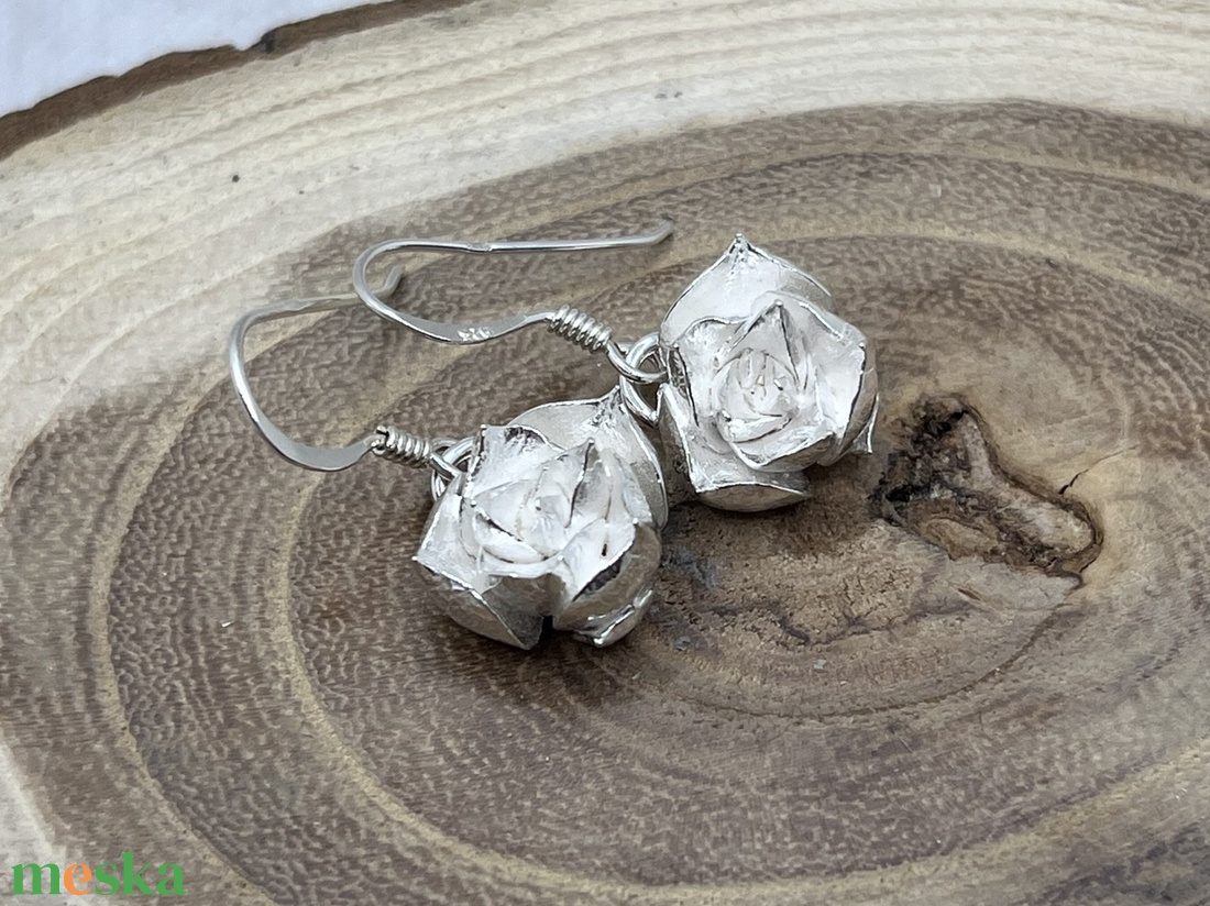 Kövirózsa ezüst fülbevaló (nagy) - ékszer - fülbevaló - lógó fülbevaló - Meska.hu