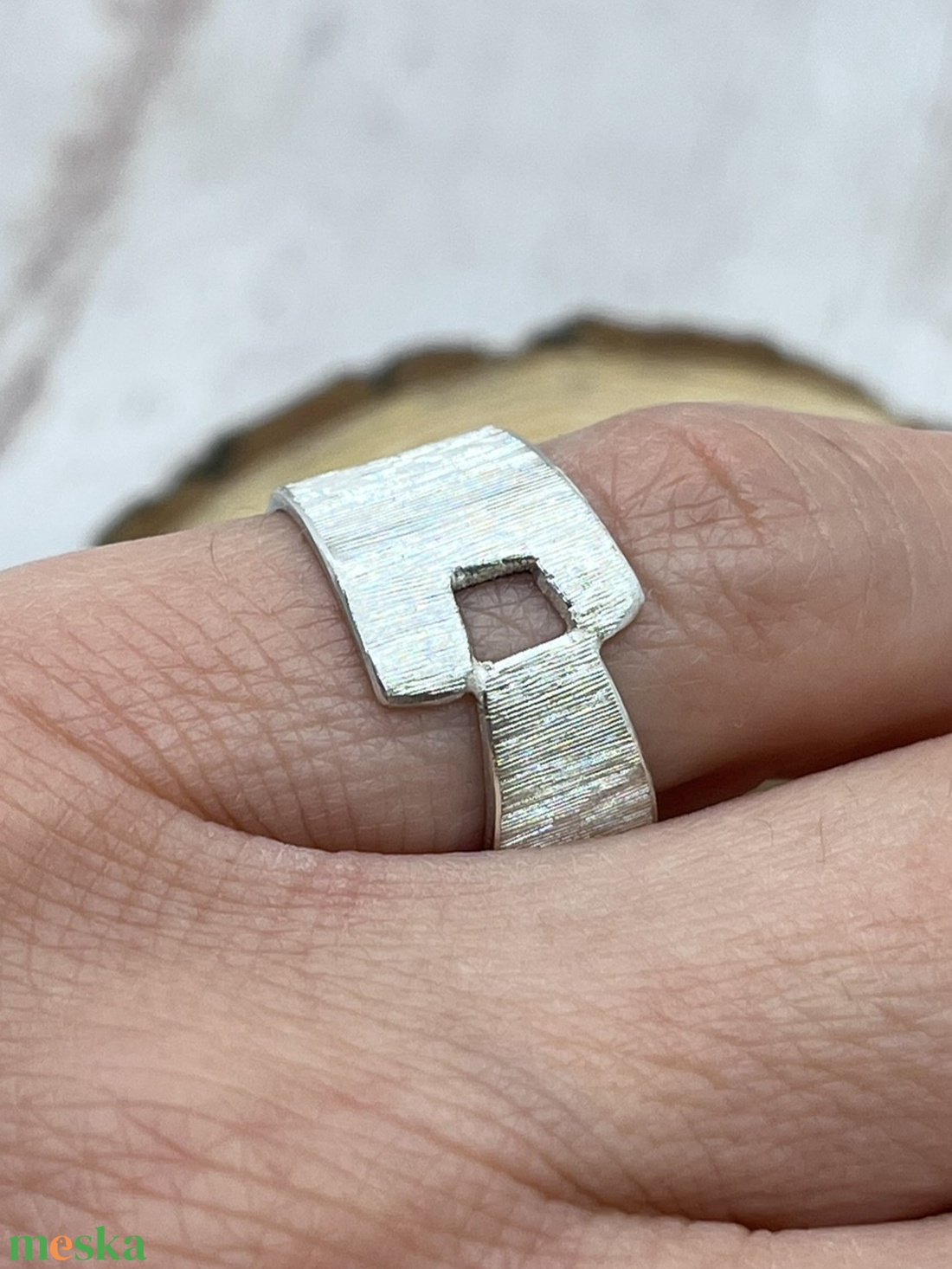Csíkos ezüst gyűrű  - ékszer - gyűrű - statement gyűrű - Meska.hu