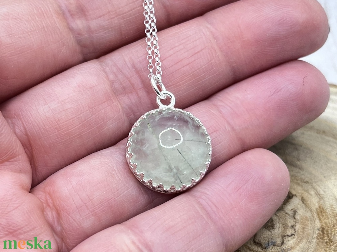 Prehnit ezüst nyaklánc  - ékszer - nyaklánc - statement nyaklánc - Meska.hu