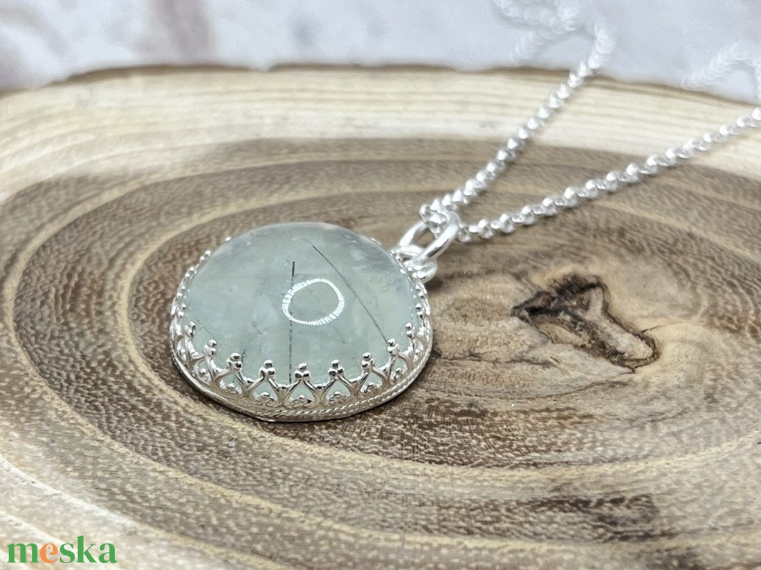 Prehnit ezüst nyaklánc  - ékszer - nyaklánc - statement nyaklánc - Meska.hu