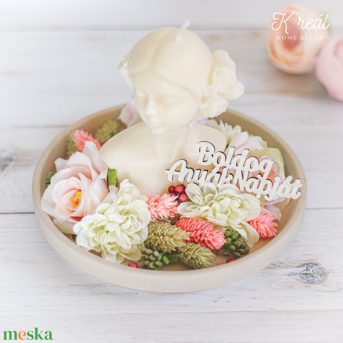 Tavaszi asztaldísz szójagyertyával - otthon & életmód - virágdekoráció - virágdíszek - asztali virágdísz - Meska.hu