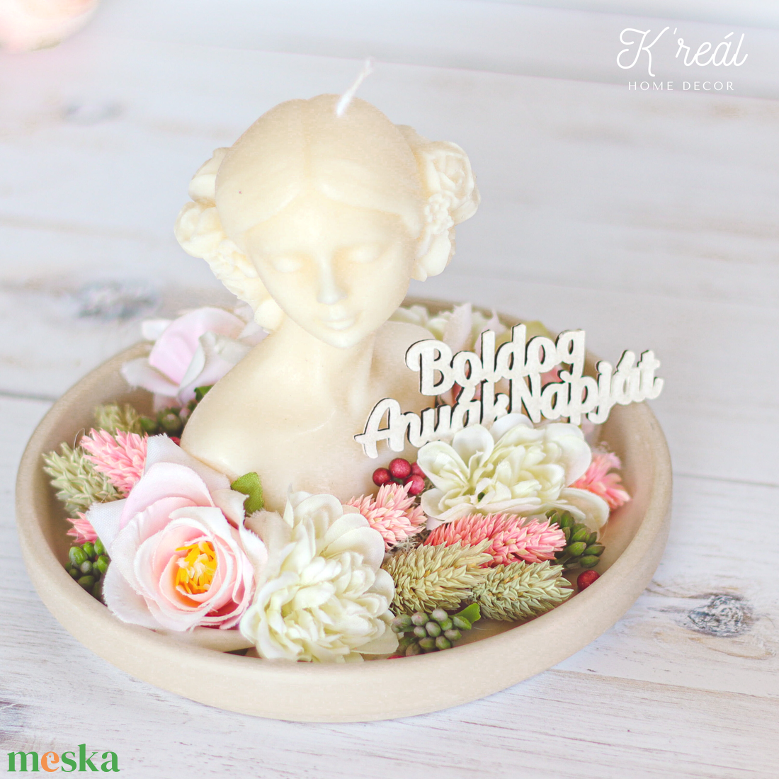 Tavaszi asztaldísz szójagyertyával - otthon & életmód - virágdekoráció - virágdíszek - asztali virágdísz - Meska.hu