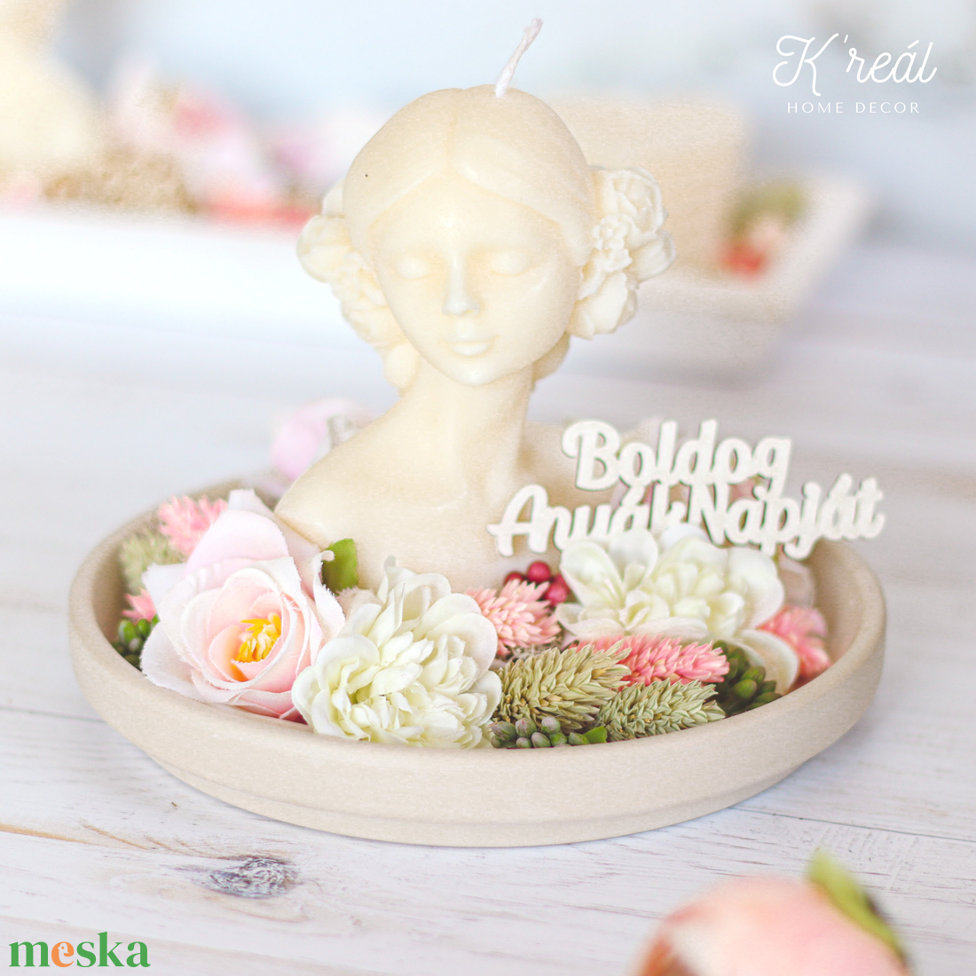 Tavaszi asztaldísz szójagyertyával - otthon & életmód - virágdekoráció - virágdíszek - asztali virágdísz - Meska.hu