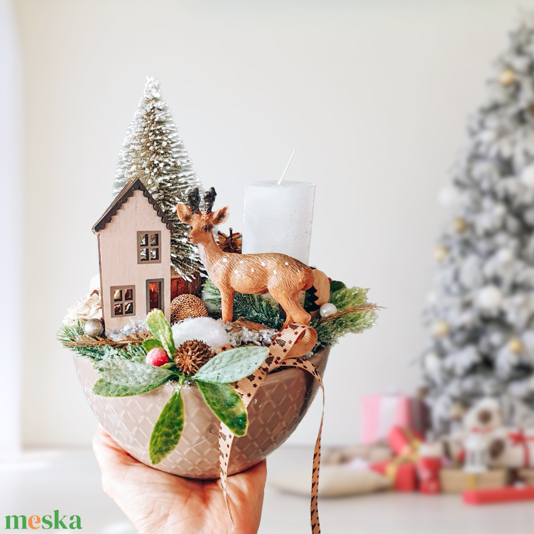 Téli lakásdekoráció - karácsonyi gyertyás dísz - karácsony - karácsonyi lakásdekoráció - karácsonyi lakásdíszek - Meska.hu