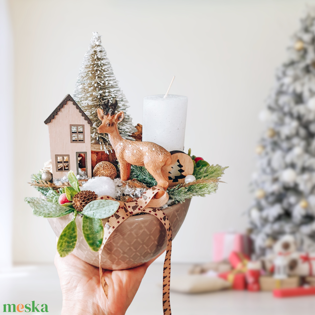 Téli lakásdekoráció - karácsonyi gyertyás dísz - karácsony - karácsonyi lakásdekoráció - karácsonyi lakásdíszek - Meska.hu