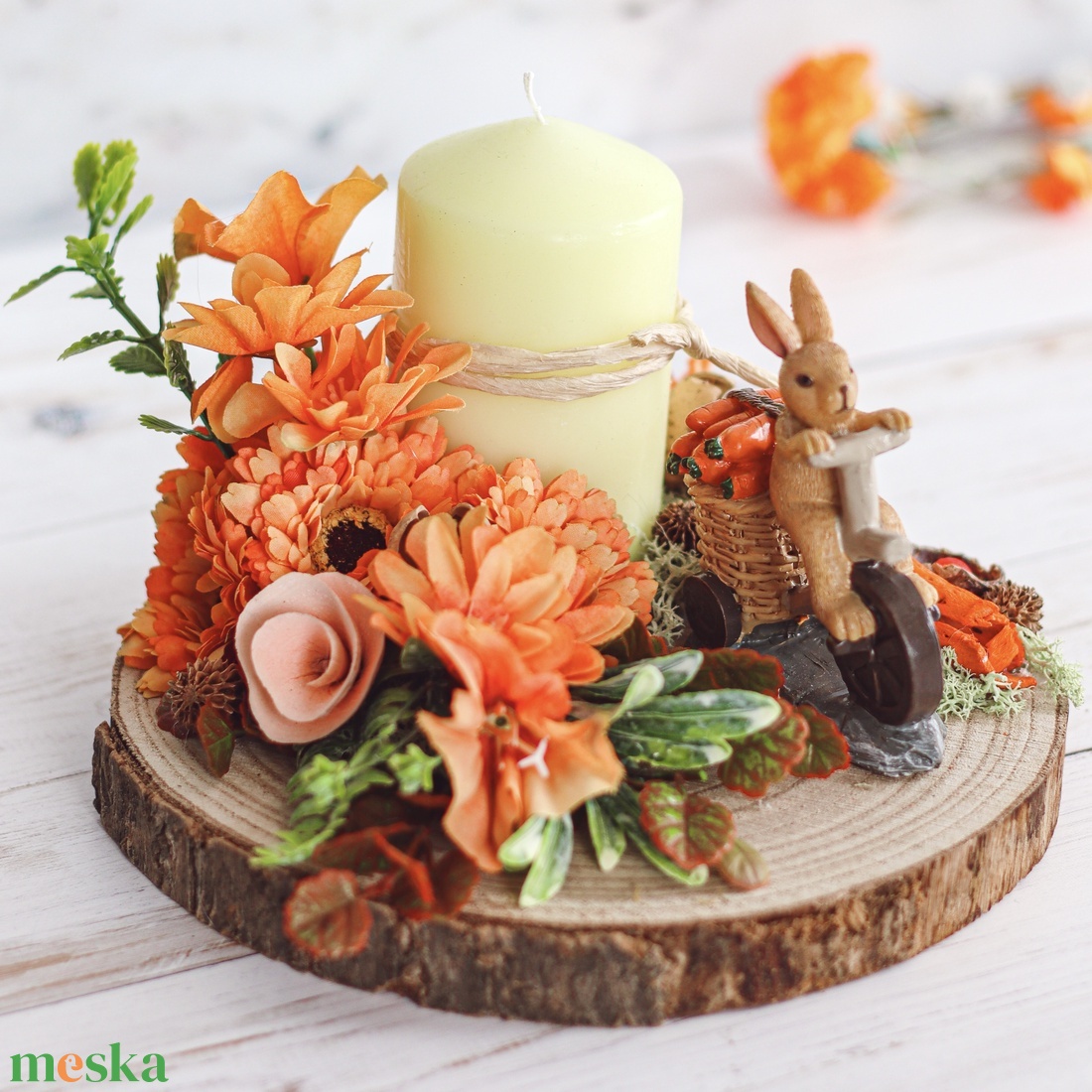 Nyuszis asztaldísz - tavaszi lakásdekor - otthon & életmód - dekoráció - asztal és polc dekoráció - asztaldísz - Meska.hu