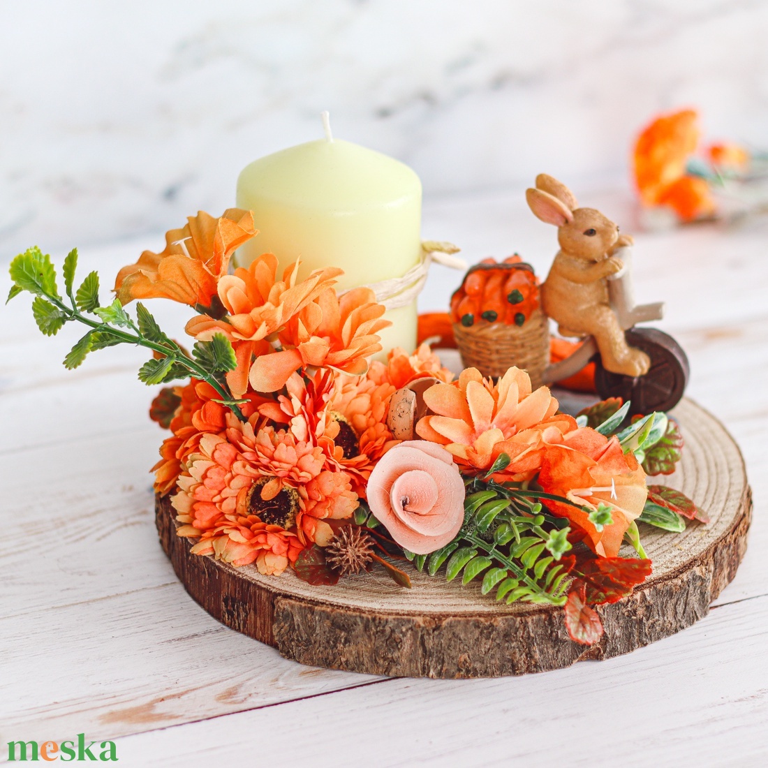 Nyuszis asztaldísz - tavaszi lakásdekor - otthon & életmód - dekoráció - asztal és polc dekoráció - asztaldísz - Meska.hu