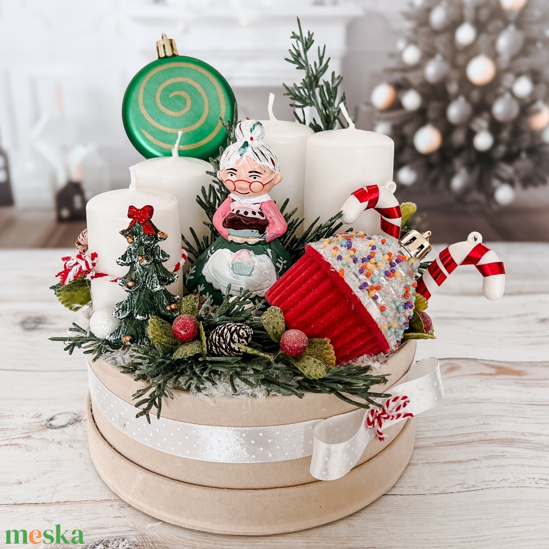 Adventi asztaldísz - bársonybox - karácsony - adventi díszek - adventi asztaldísz - Meska.hu