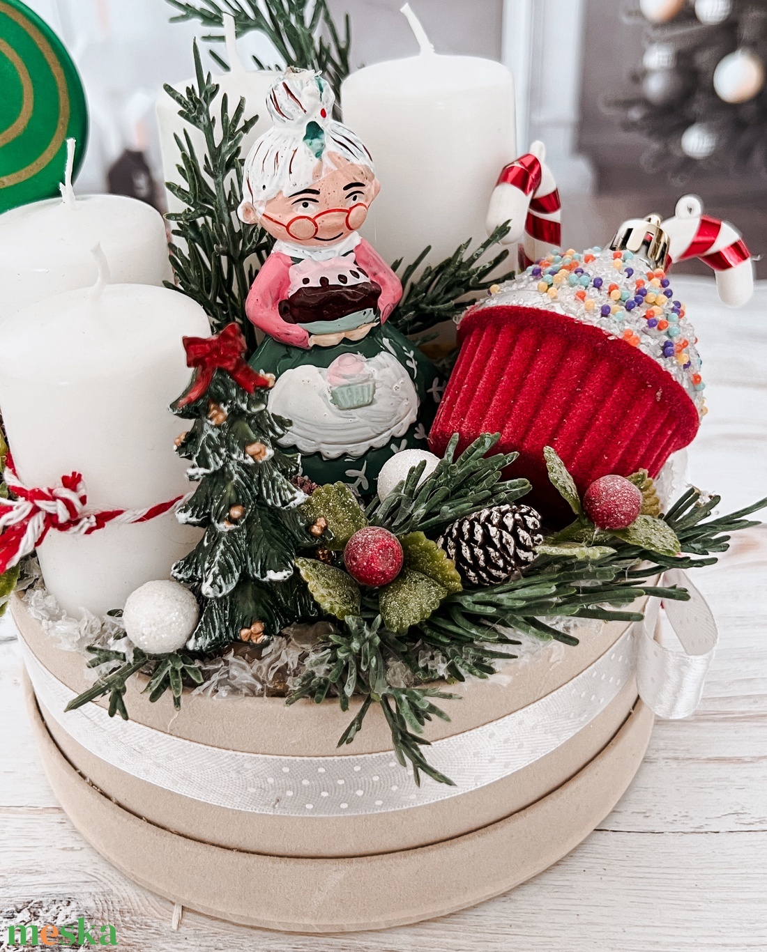 Adventi asztaldísz - bársonybox - karácsony - adventi díszek - adventi asztaldísz - Meska.hu