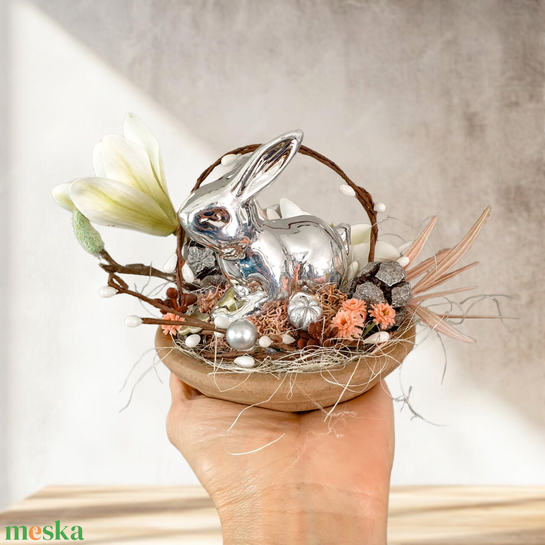 Húsvéti nyuszis asztaldísz - otthon & életmód - dekoráció - asztal és polc dekoráció - asztaldísz - Meska.hu