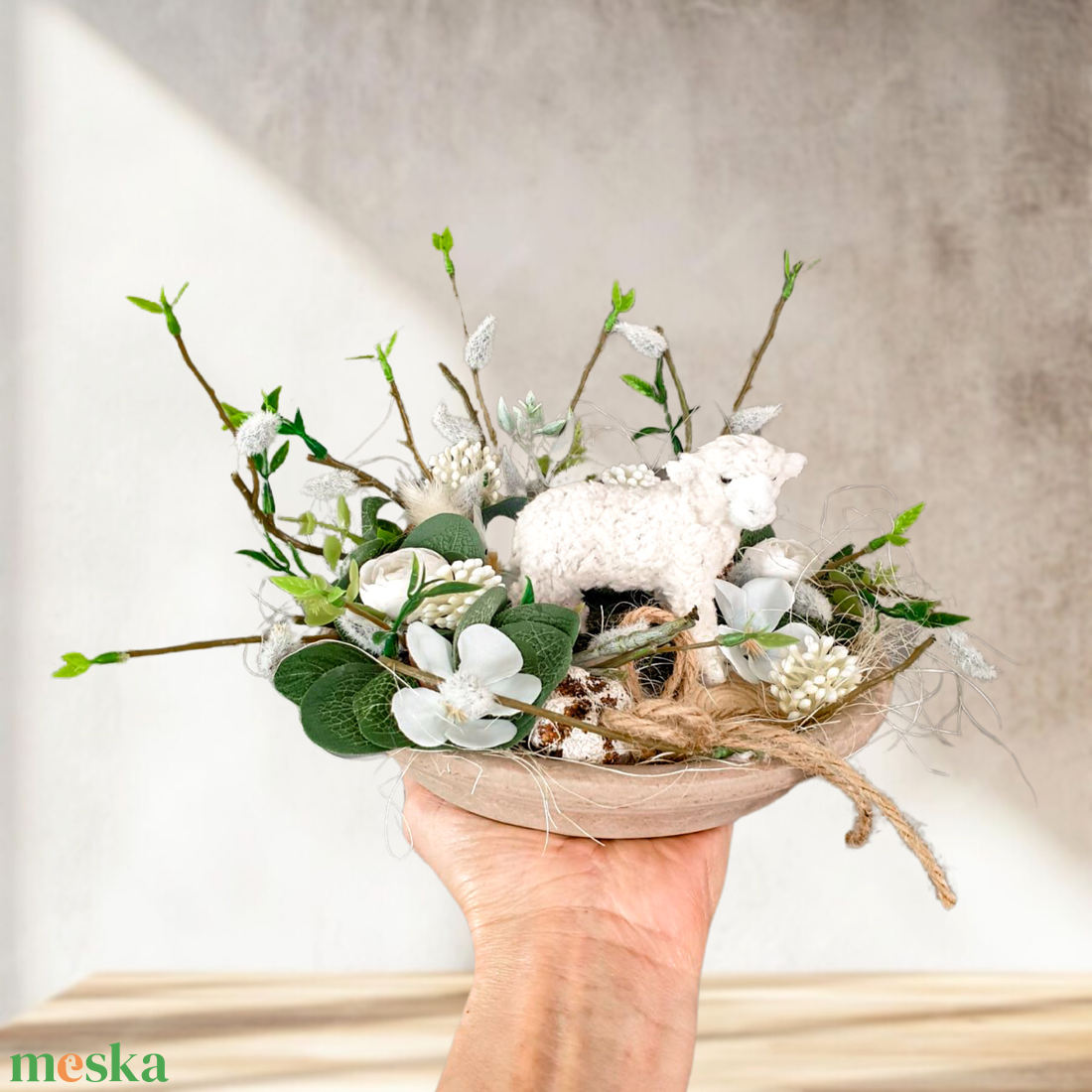 Húsvéti bárányos asztaldísz - otthon & életmód - dekoráció - asztal és polc dekoráció - asztaldísz - Meska.hu