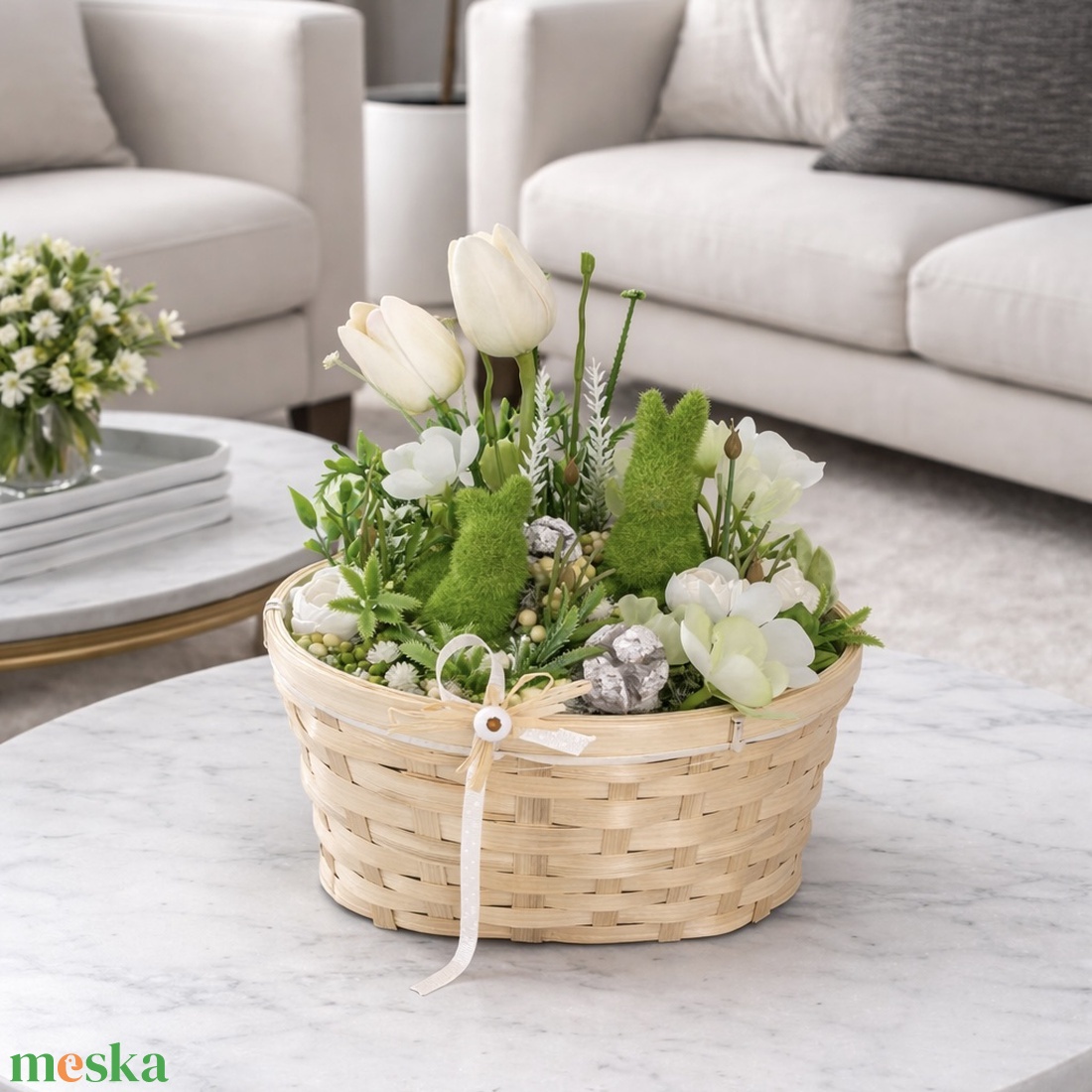 Tavaszi tulipános dekoráció - otthon & életmód - dekoráció - asztal és polc dekoráció - asztaldísz - Meska.hu