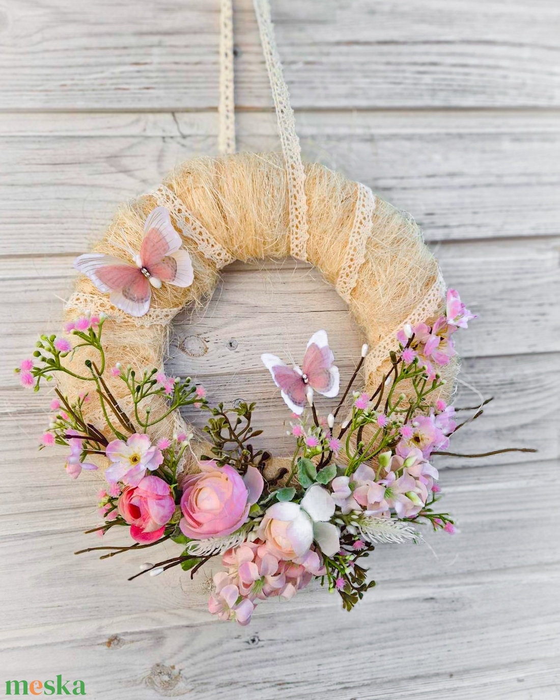 Bridgerton ihlette tavaszi kopogtató - otthon & életmód - dekoráció - ajtó- és ablak dekoráció - ajtódísz & kopogtató - Meska.hu