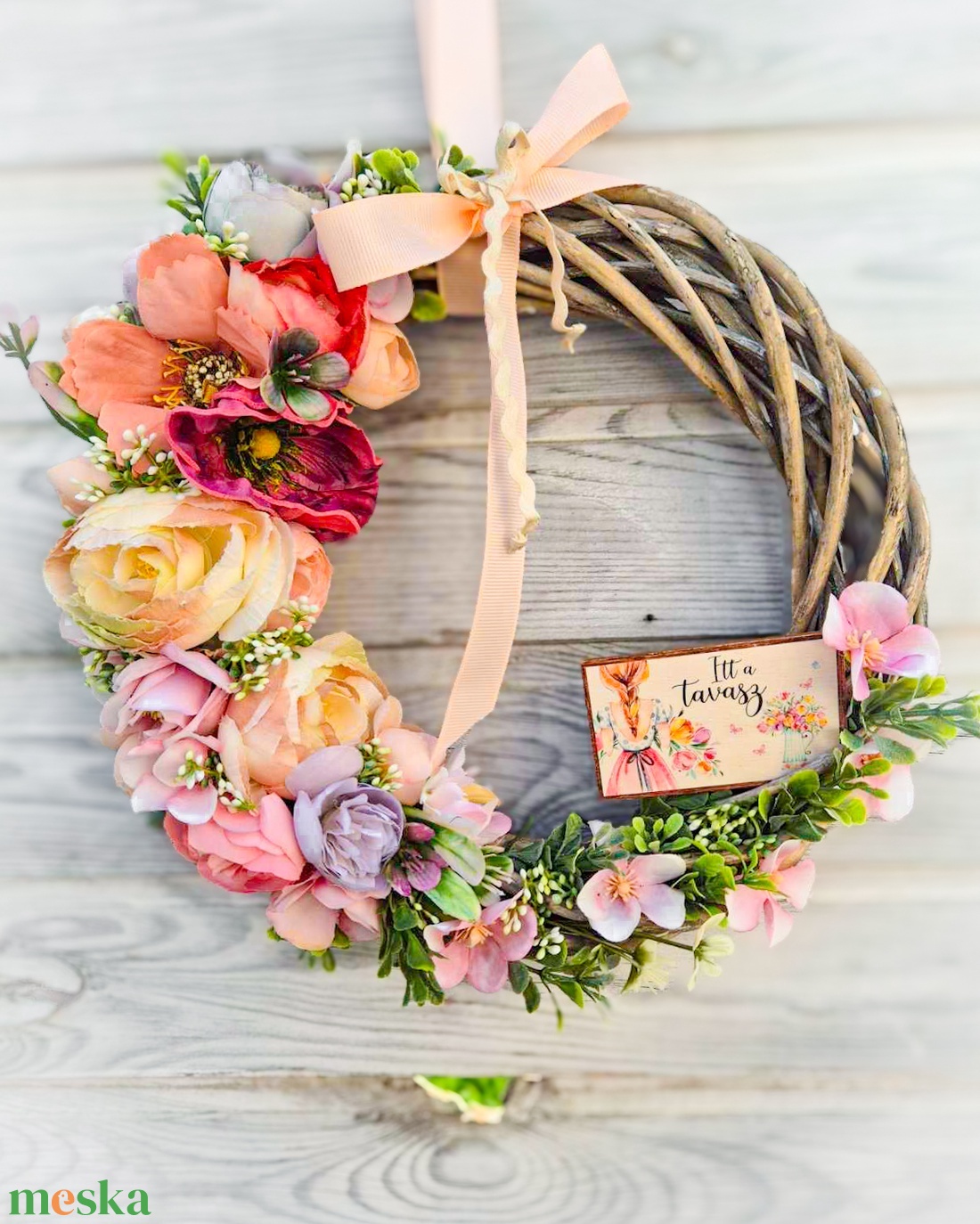 Tavaszi kopogtató  - otthon & életmód - dekoráció - ajtó- és ablak dekoráció - ajtódísz & kopogtató - Meska.hu