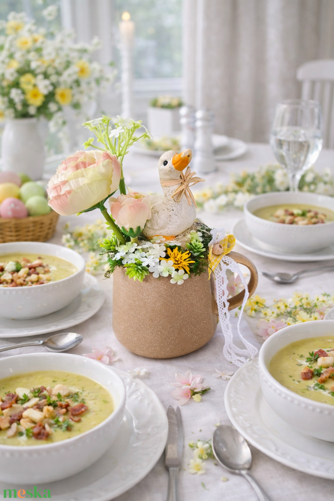 Tavaszi bögredekor libával - otthon & életmód - dekoráció - asztal és polc dekoráció - asztaldísz - Meska.hu