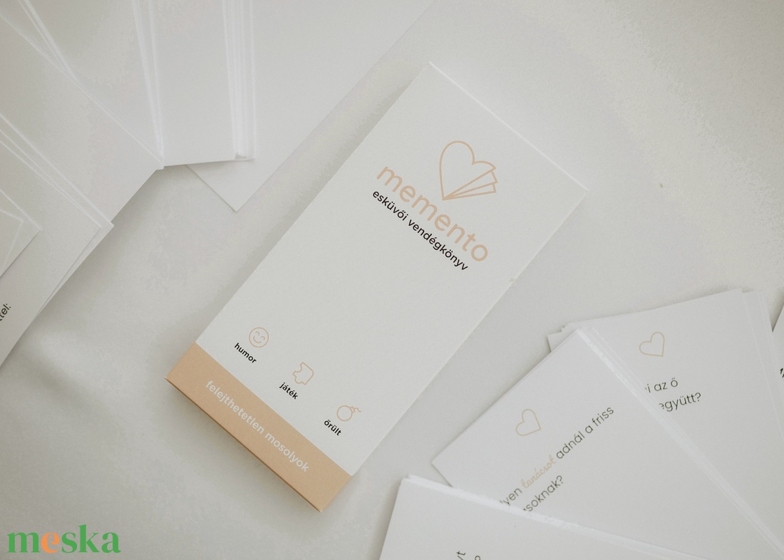Memento esküvői vendégkönyv - kreatív emlékkártyák kérdésekkel - esküvő - emlék & ajándék - vendégkönyv - Meska.hu