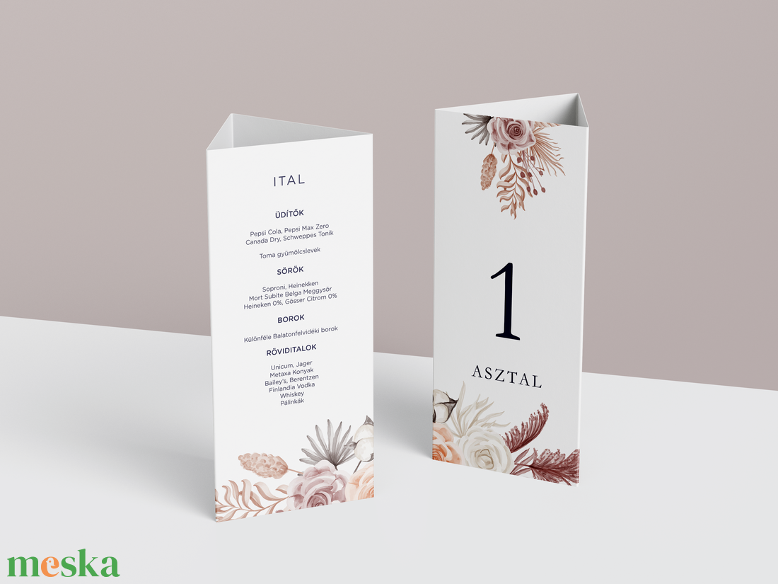 Esküvői asztali menülap - esküvő - dekoráció - asztalszám - Meska.hu