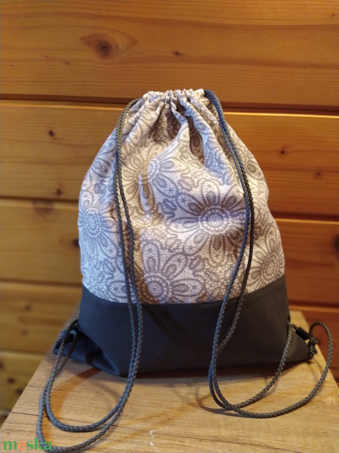 Szürke mandala mintás vászon tornazsák  - táska & tok - hátizsák - tornazsák, gymbag - Meska.hu