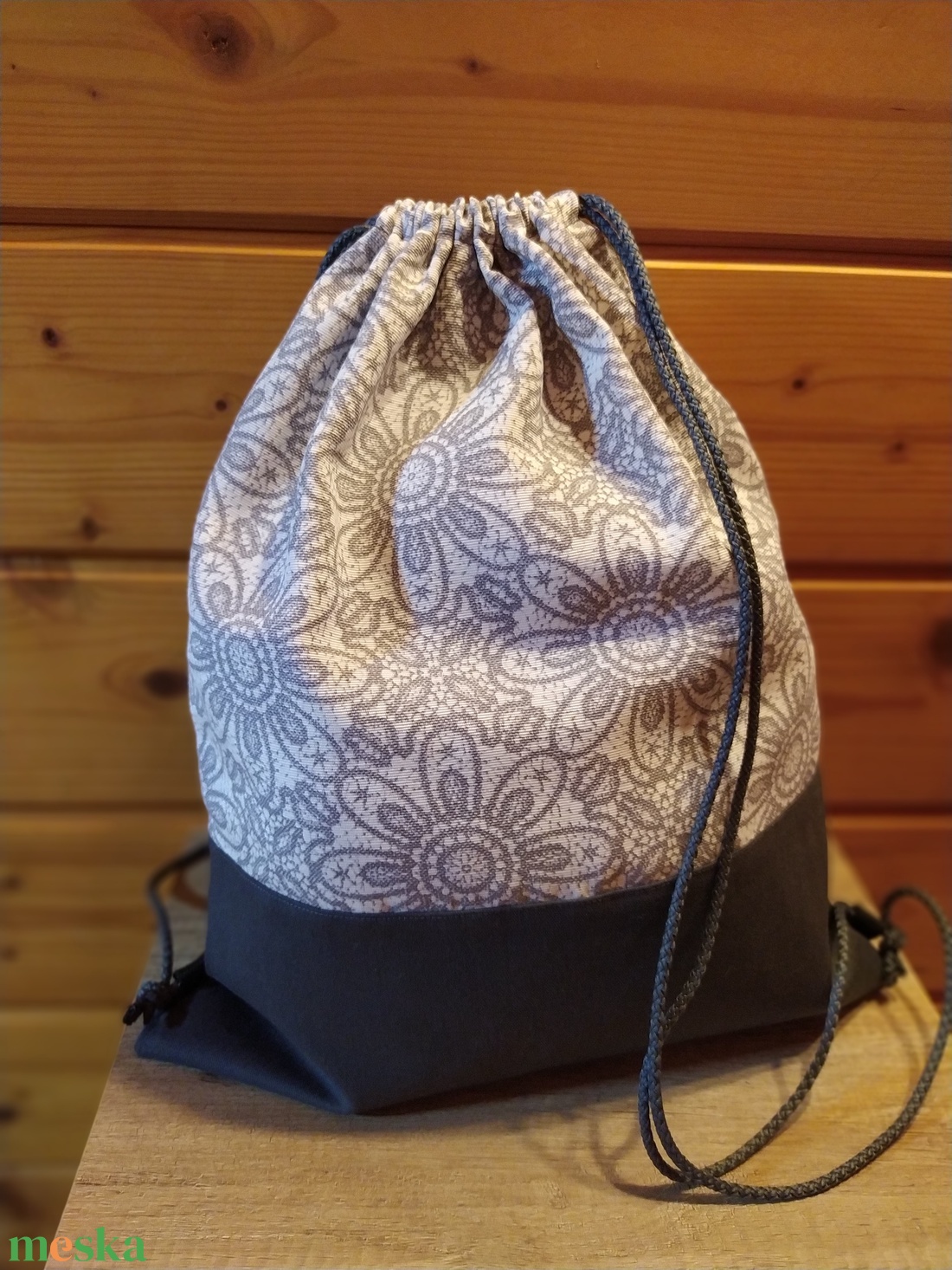 Szürke mandala mintás vászon tornazsák  - táska & tok - hátizsák - tornazsák, gymbag - Meska.hu