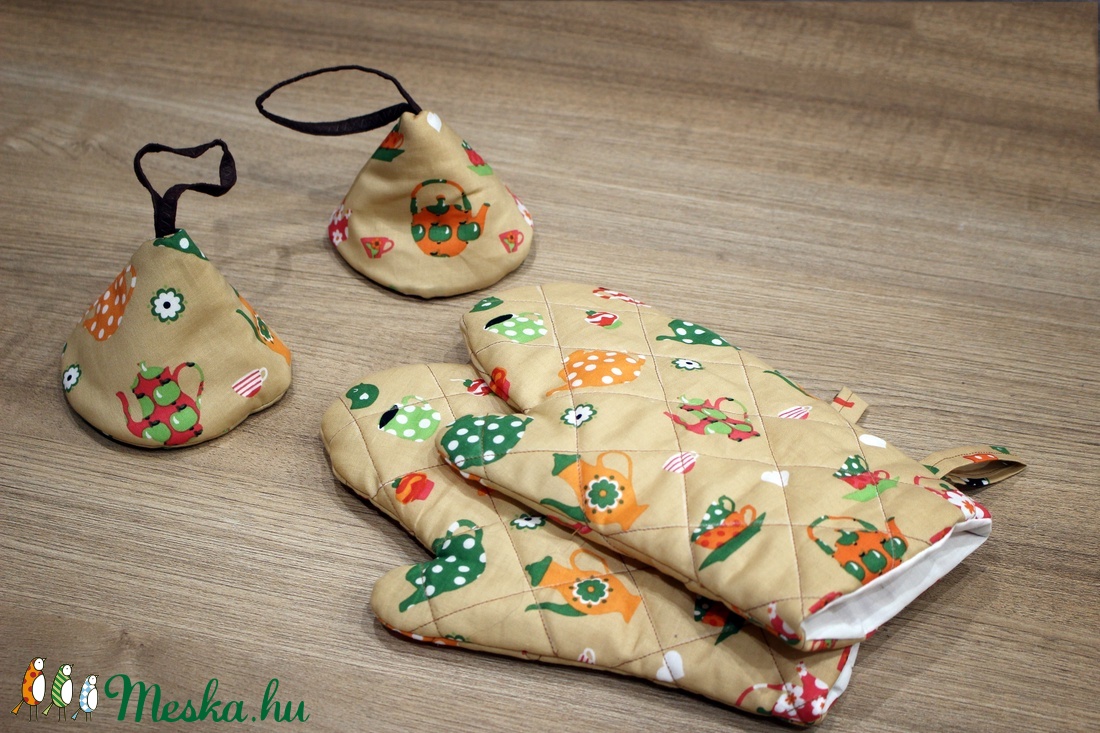 Kancsós edényfogó kesztyű és fedőfogó szett - otthon & életmód - konyhafelszerelés, tálalás - konyhai textil - edényfogó & edényfedő - Meska.hu