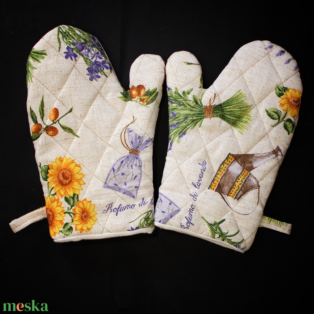 Provence hangulatú edényfogó kesztyű  - otthon & életmód - konyhafelszerelés, tálalás - konyhai textil - edényfogó & edényfedő - Meska.hu
