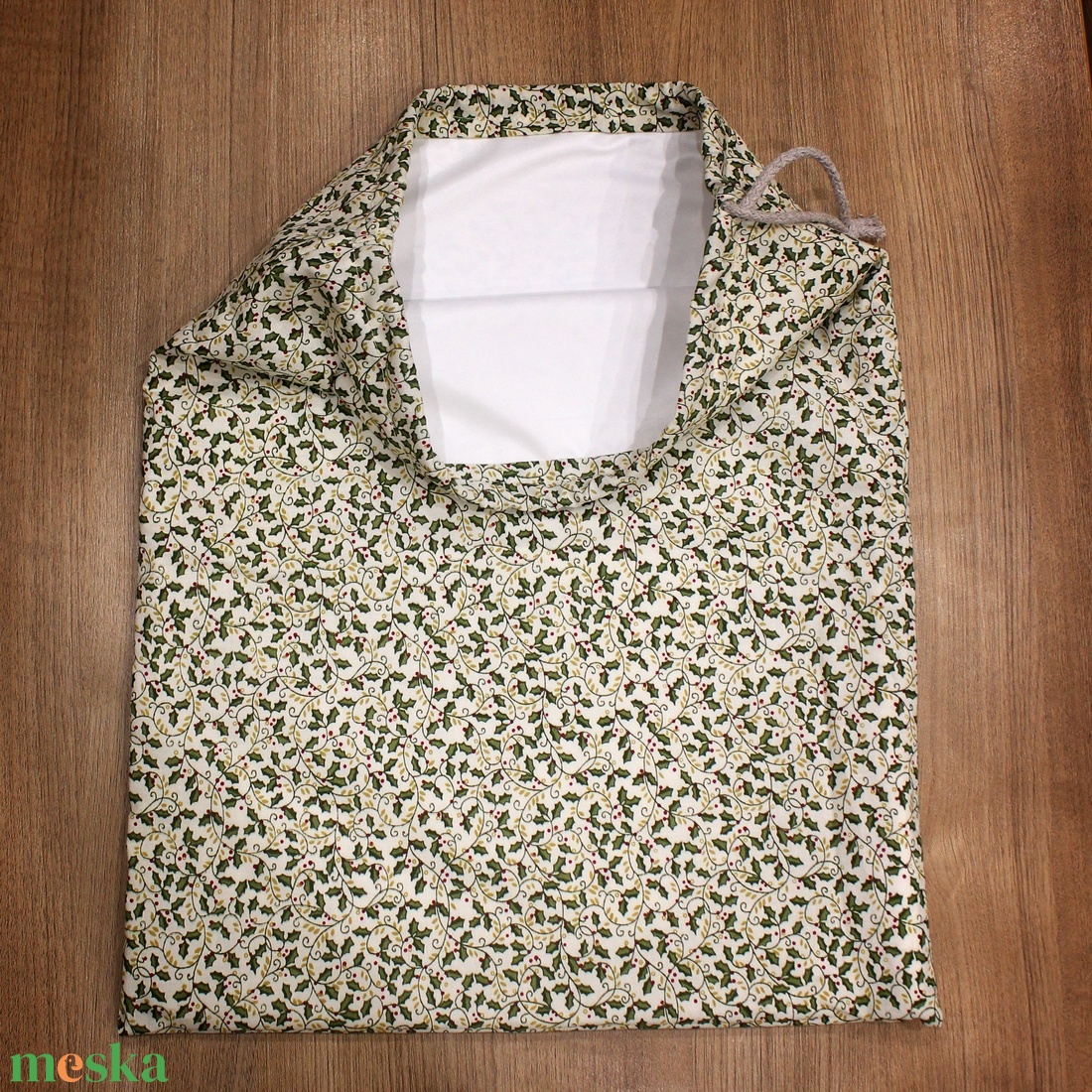 Kenyeres zsák - Karácsonyi apró mintás - otthon & életmód - konyhafelszerelés, tálalás - konyhai tárolás - kenyértartó - Meska.hu