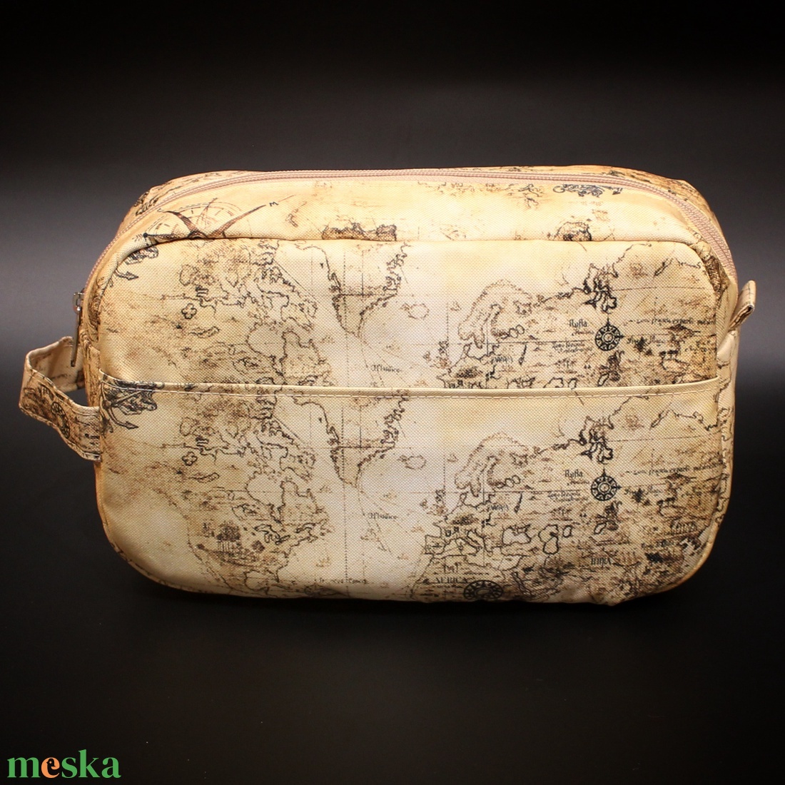 Térképes ovális alakú neszesszer - táska & tok - neszesszer - Meska.hu