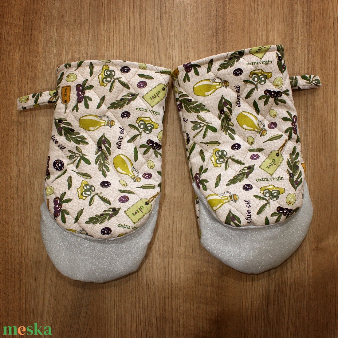 Edényfogó kesztyű teflonnal - olivás - otthon & életmód - konyhafelszerelés, tálalás - konyhai textil - edényfogó & edényfedő - Meska.hu