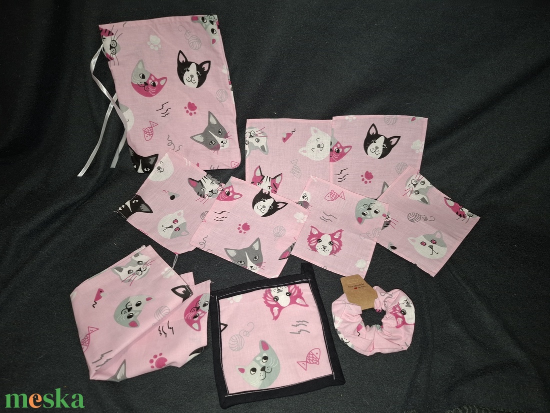 Cicás konyhai textília szett - otthon & életmód - konyhafelszerelés, tálalás - konyhai textil - konyharuha & törlőkendő - Meska.hu