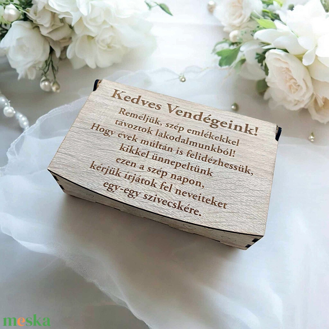 Szív alakú fa vendégkönyv szett - esküvő - emlék & ajándék - vendégkönyv - Meska.hu
