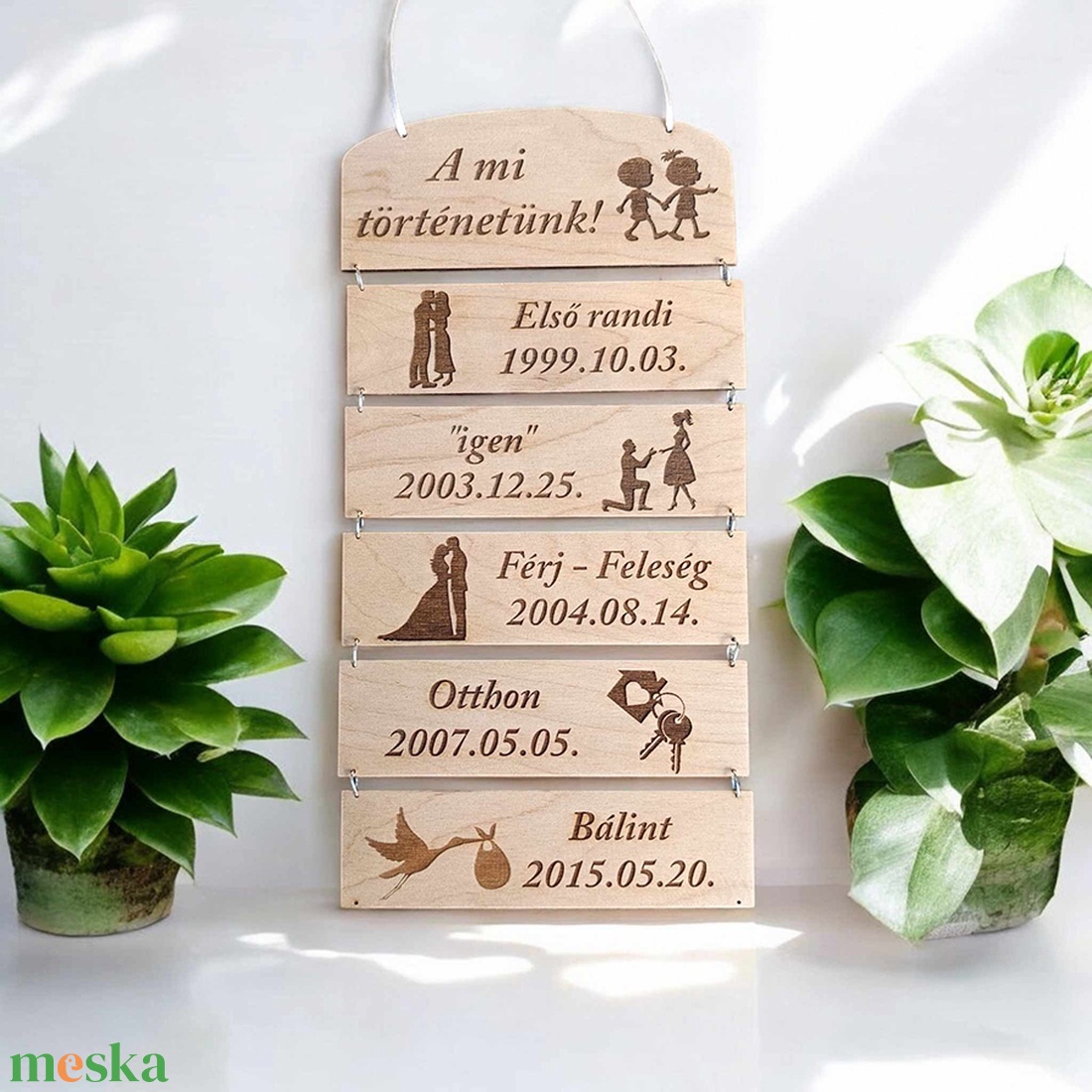 A mi történetünk gravírozott tábla - otthon & életmód - dekoráció - kép & falikép - táblakép - Meska.hu