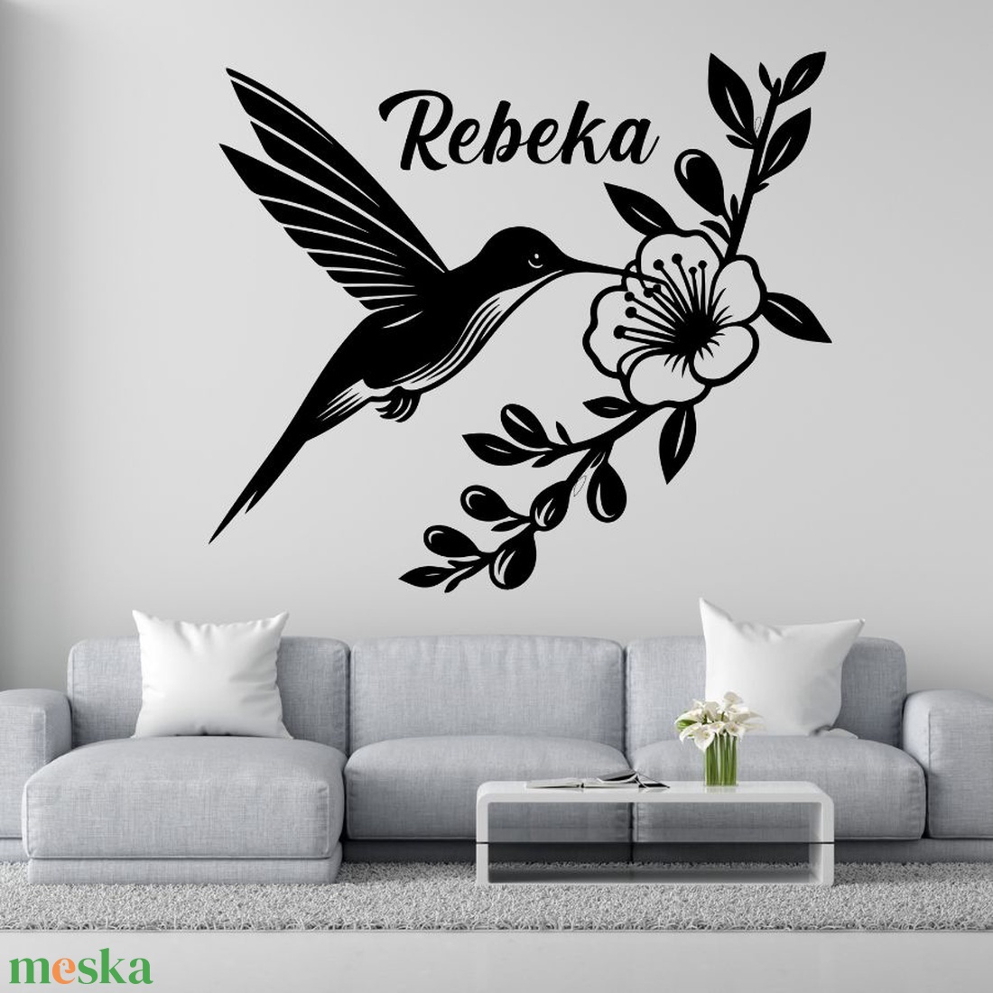 Kolibri matrica egyedi névvel - otthon & életmód - dekoráció - fali és függő dekoráció - falmatrica & tapéta - Meska.hu