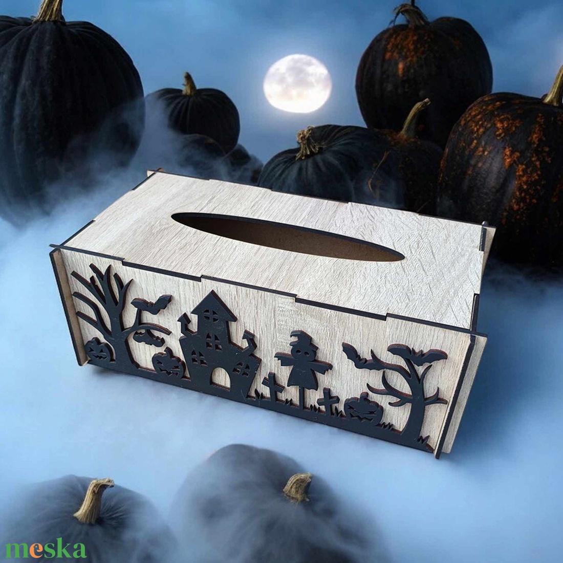 Zsebkendőtartó doboz Halloweeni mintával, boszorkány - otthon & életmód - dekoráció - halloween - halloweeni dekoráció - Meska.hu
