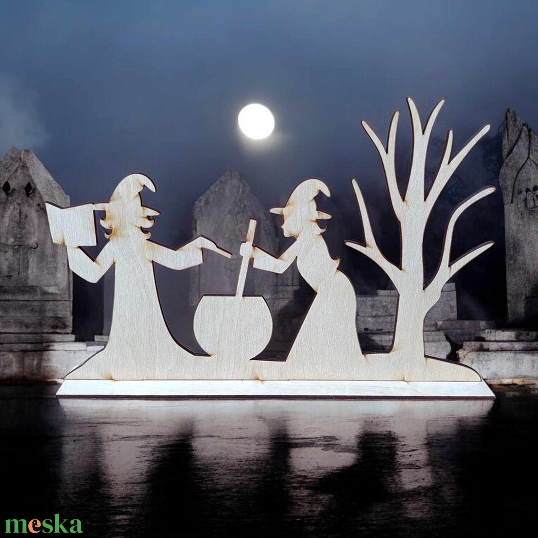 Natúr fa, talpas Halloween dekoráció, boszorkány - otthon & életmód - dekoráció - halloween - halloweeni dekoráció - Meska.hu