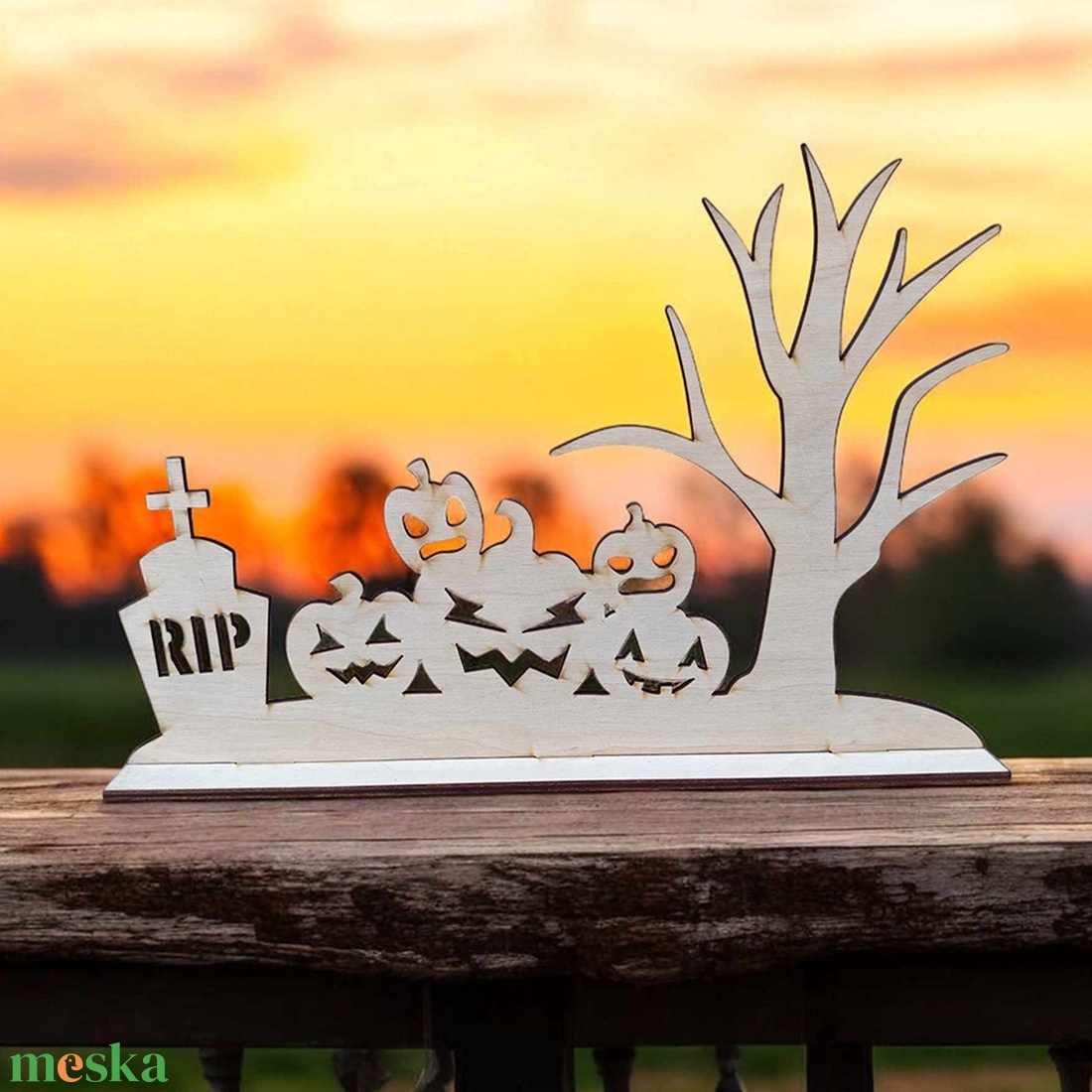 Natúr fa, talpas Halloween dekoráció, temető - otthon & életmód - dekoráció - halloween - halloweeni dekoráció - Meska.hu