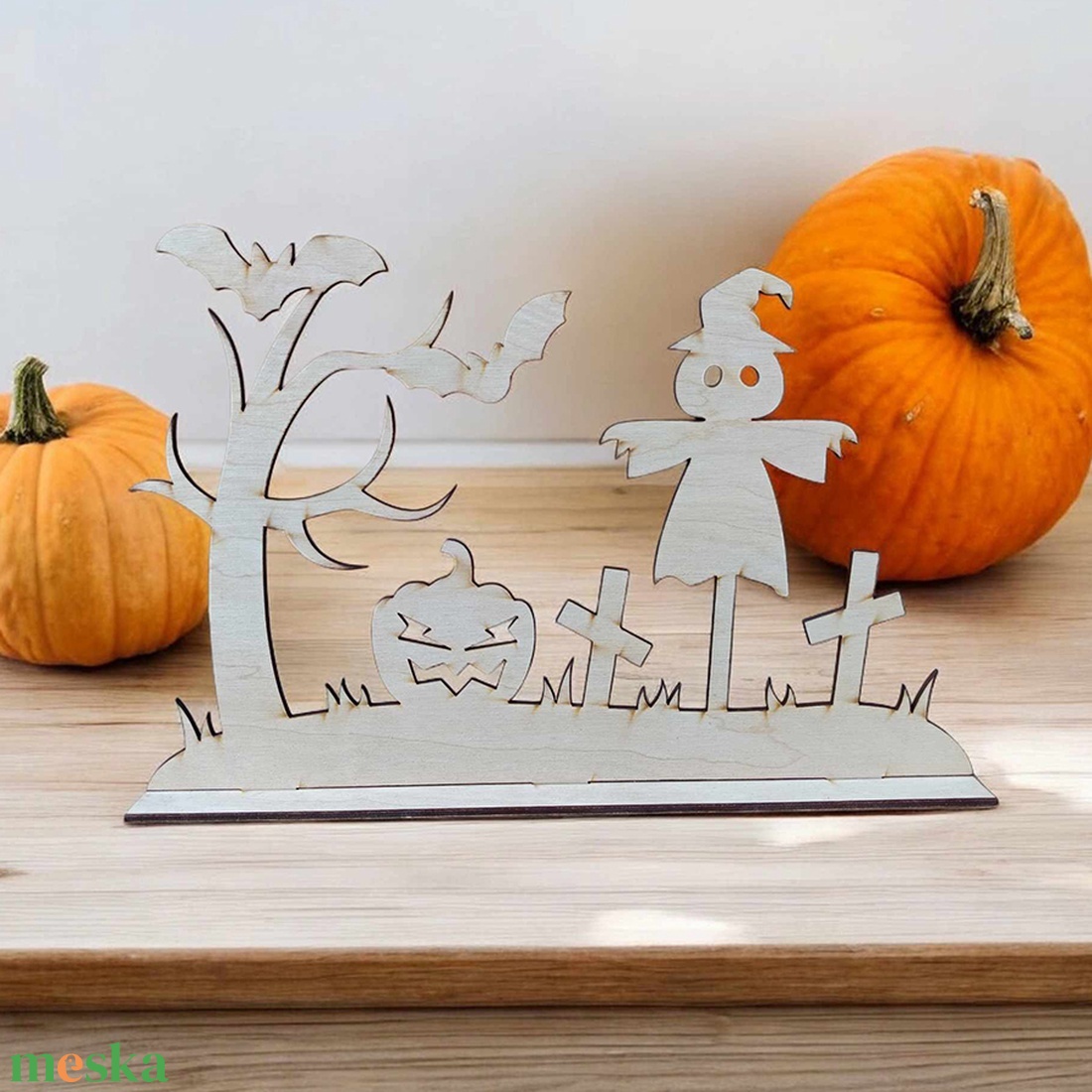 Natúr fa, talpas Halloween dekoráció, madárijesztő - otthon & életmód - dekoráció - halloween - halloweeni dekoráció - Meska.hu