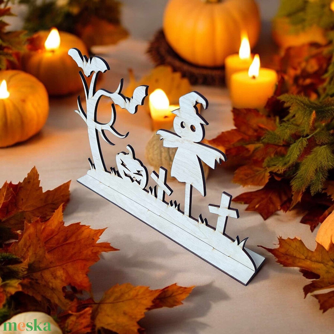Natúr fa, talpas Halloween dekoráció, madárijesztő - otthon & életmód - dekoráció - halloween - halloweeni dekoráció - Meska.hu