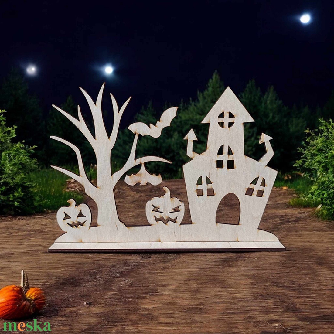 Natúr fa, talpas Halloween dekoráció, kastély - otthon & életmód - dekoráció - halloween - halloweeni dekoráció - Meska.hu