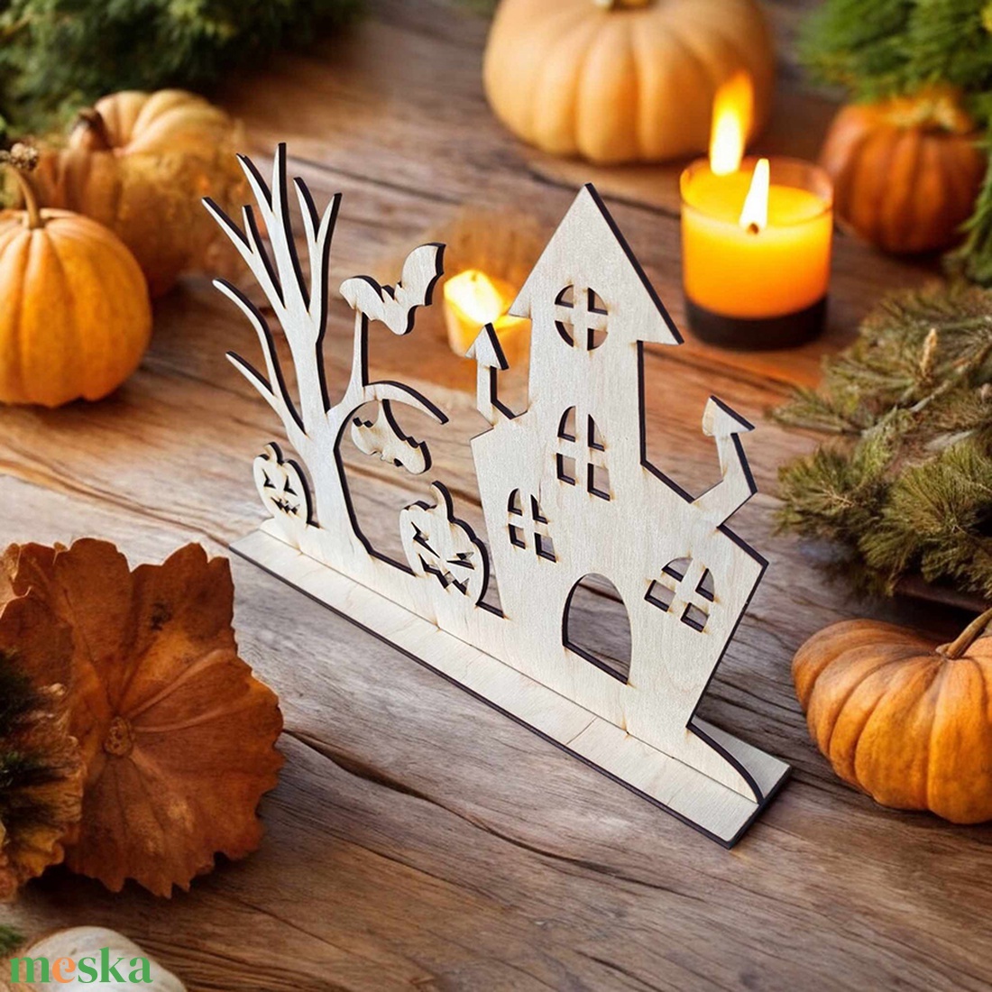 Natúr fa, talpas Halloween dekoráció, kastély - otthon & életmód - dekoráció - halloween - halloweeni dekoráció - Meska.hu