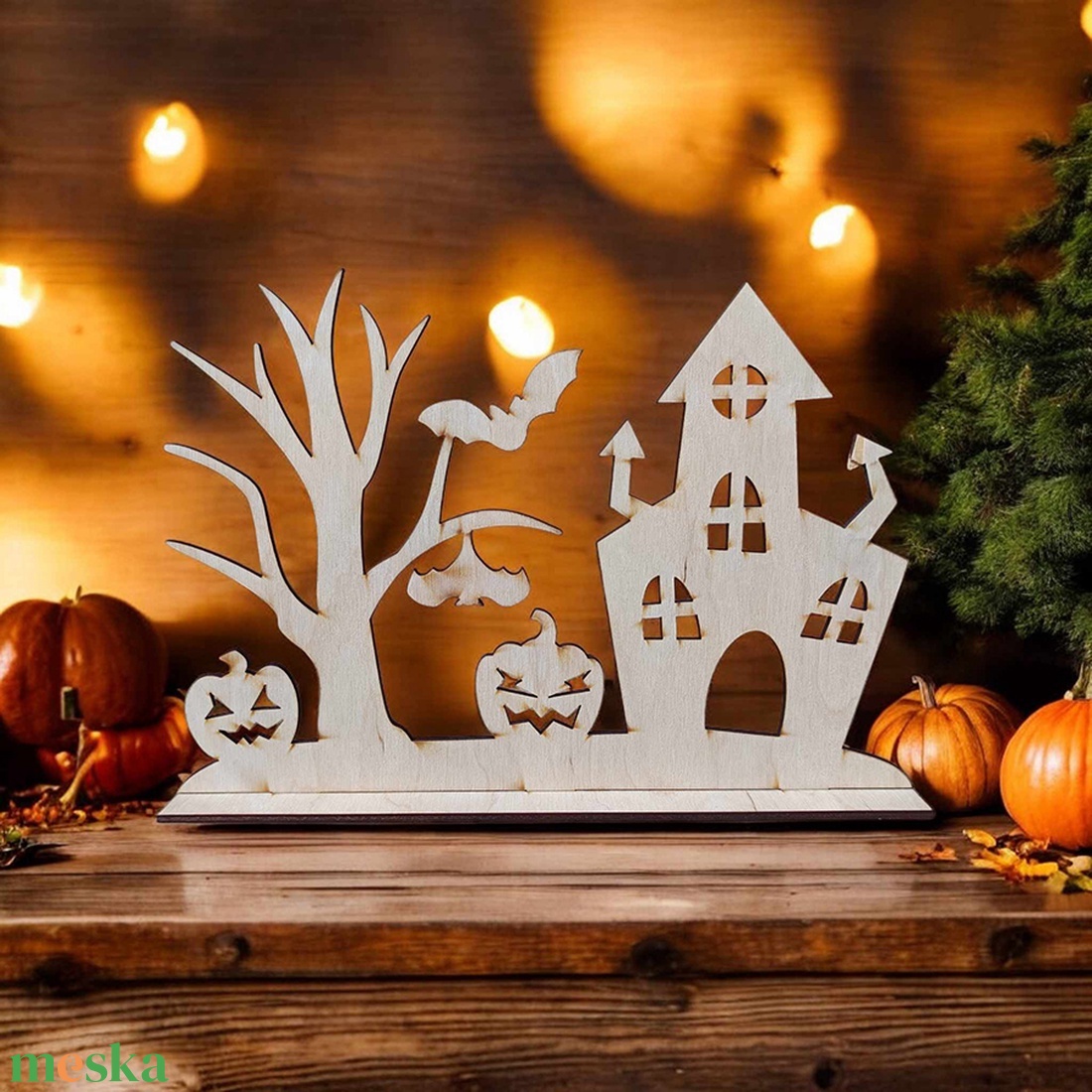 Natúr fa, talpas Halloween dekoráció, kastély - otthon & életmód - dekoráció - halloween - halloweeni dekoráció - Meska.hu