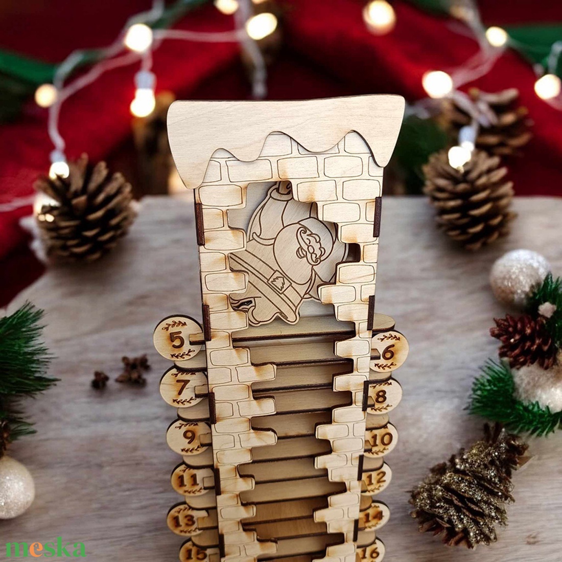 Karácsonyi visszaszámláló - kandallós - karácsony - adventi díszek - adventi naptár - Meska.hu