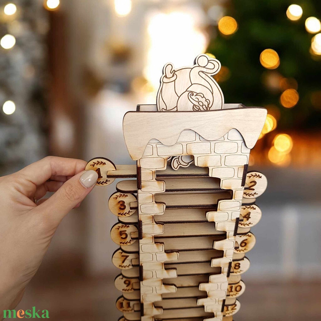 Karácsonyi visszaszámláló - kandallós - karácsony - adventi díszek - adventi naptár - Meska.hu
