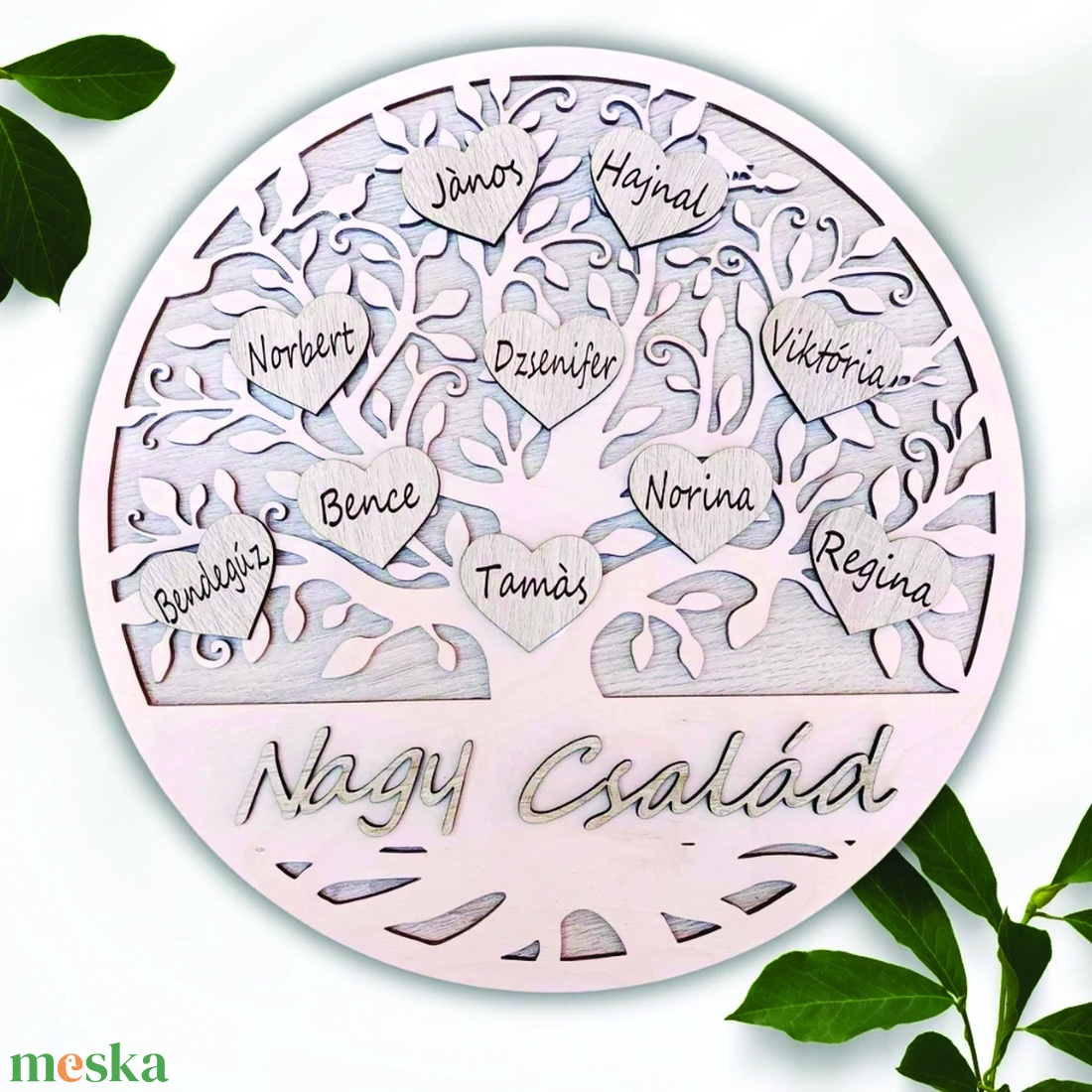 Családfa egyedi nevekkel - fa tartóval - otthon & életmód - dekoráció - dísztárgy - Meska.hu