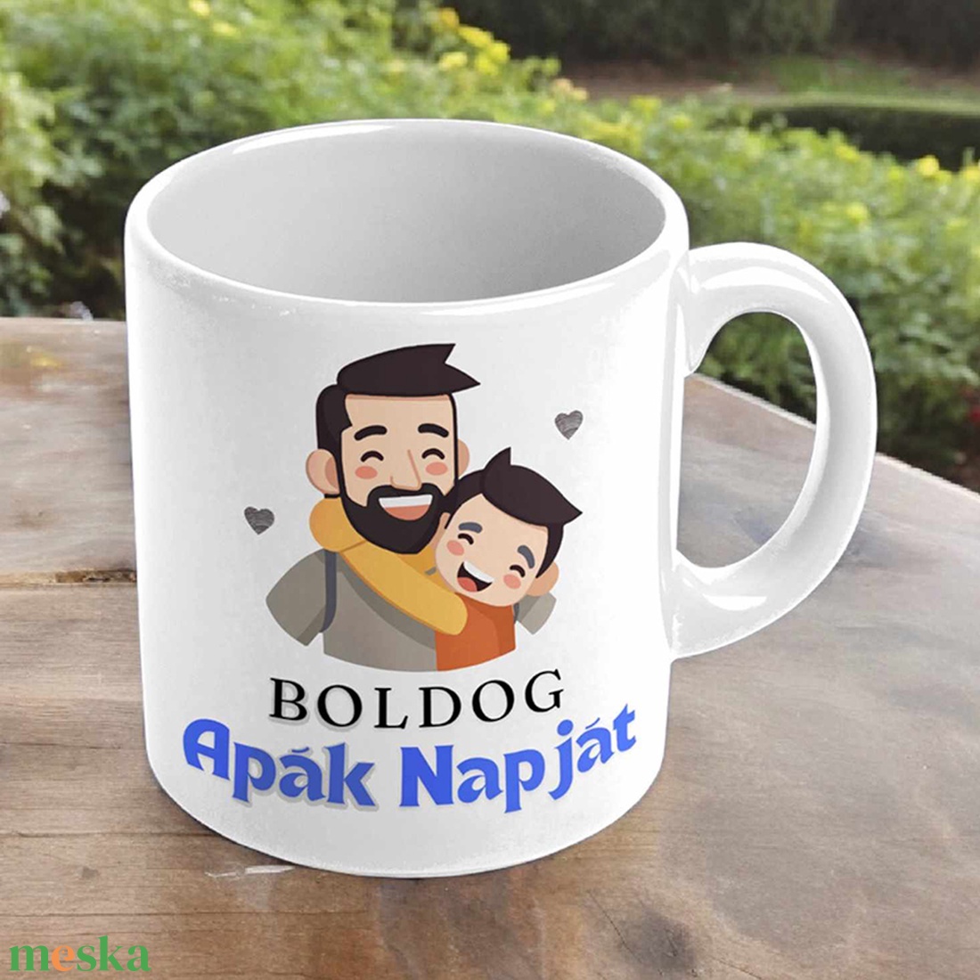 Apák napi bögre, apa és fia grafikával - otthon & életmód - konyhafelszerelés, tálalás - tálalás - bögre & csésze - Meska.hu