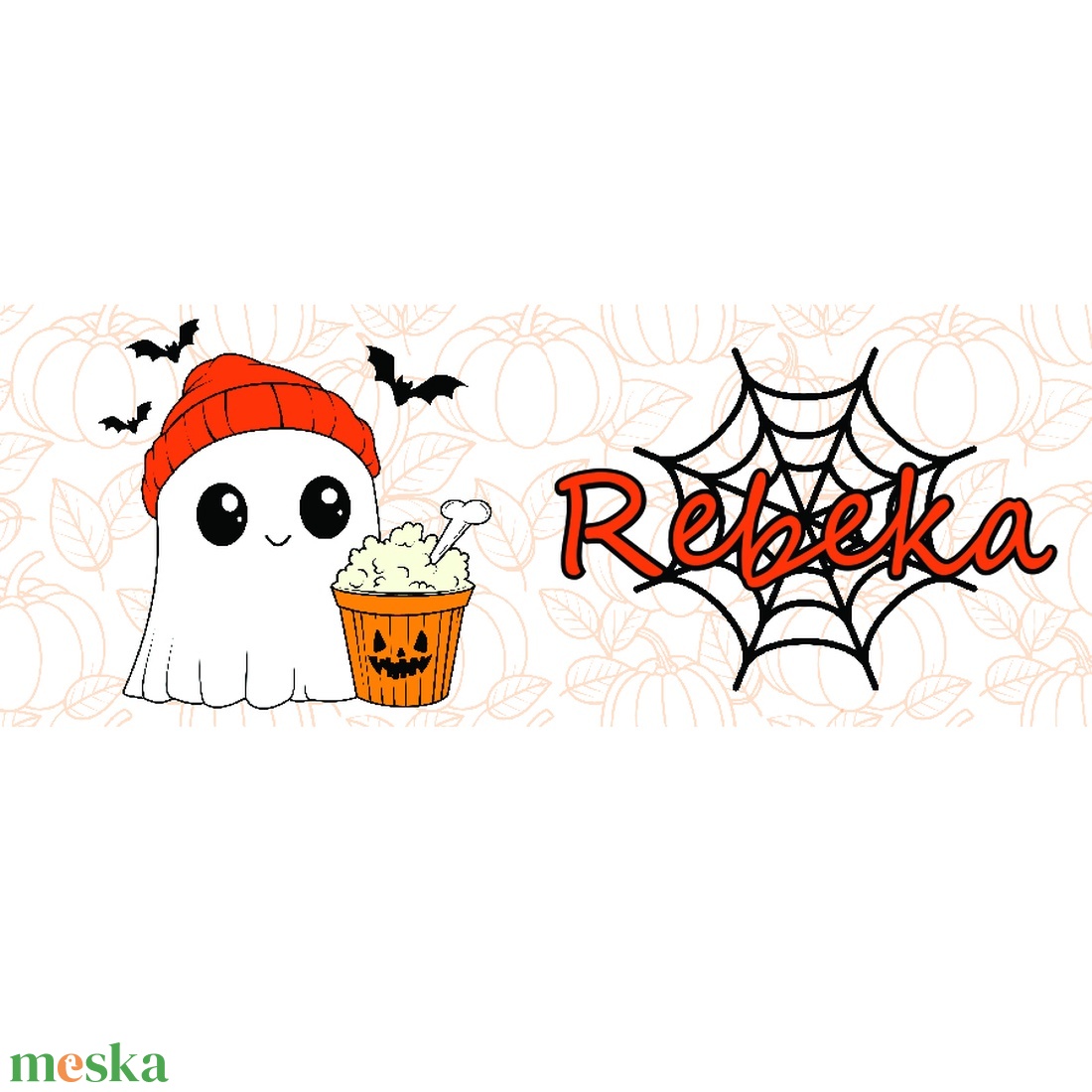 Halloween bögre - szellem és pókháló mintával - egyedi névvel - otthon & életmód - konyhafelszerelés, tálalás - tálalás - bögre & csésze - Meska.hu