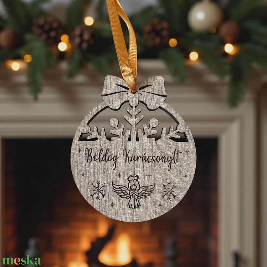 Gravírozott karácsonyfadísz - angyal - karácsony - karácsonyi lakásdekoráció - karácsonyfadíszek - Meska.hu