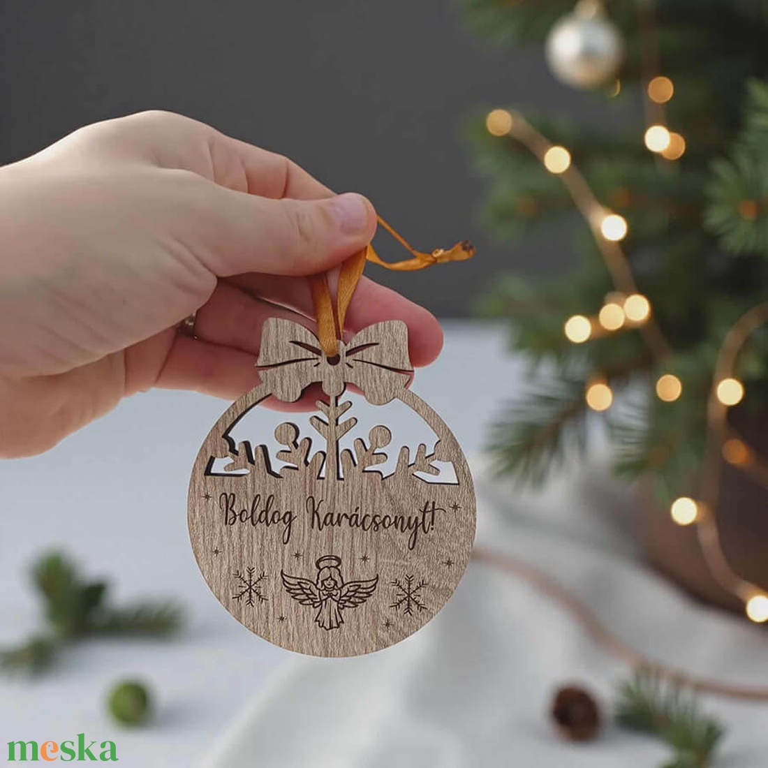 Gravírozott karácsonyfadísz - angyal - karácsony - karácsonyi lakásdekoráció - karácsonyfadíszek - Meska.hu