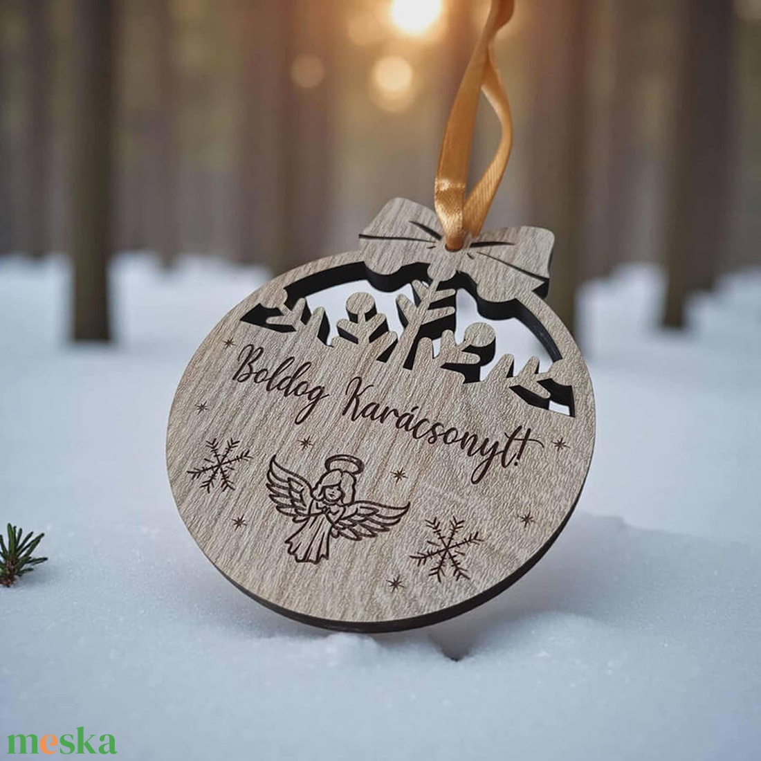 Gravírozott karácsonyfadísz - angyal - karácsony - karácsonyi lakásdekoráció - karácsonyfadíszek - Meska.hu