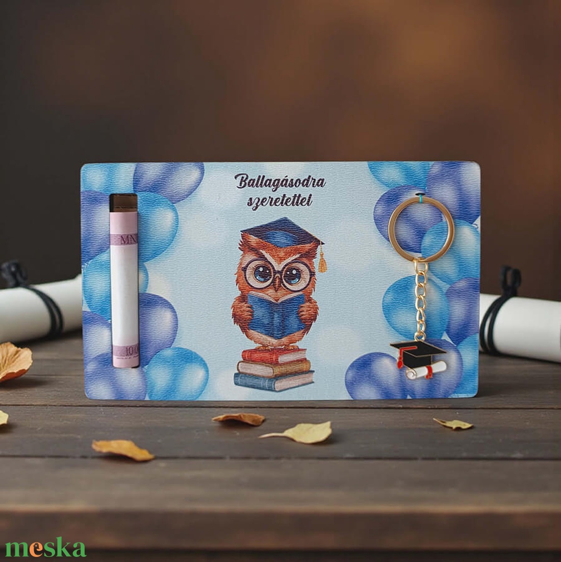 Ballagási pénzátadó kulcstartóval - bagoly - otthon & életmód - papír, írószer - ajándékozás kellékei - pénzátadó képkeret - Meska.hu