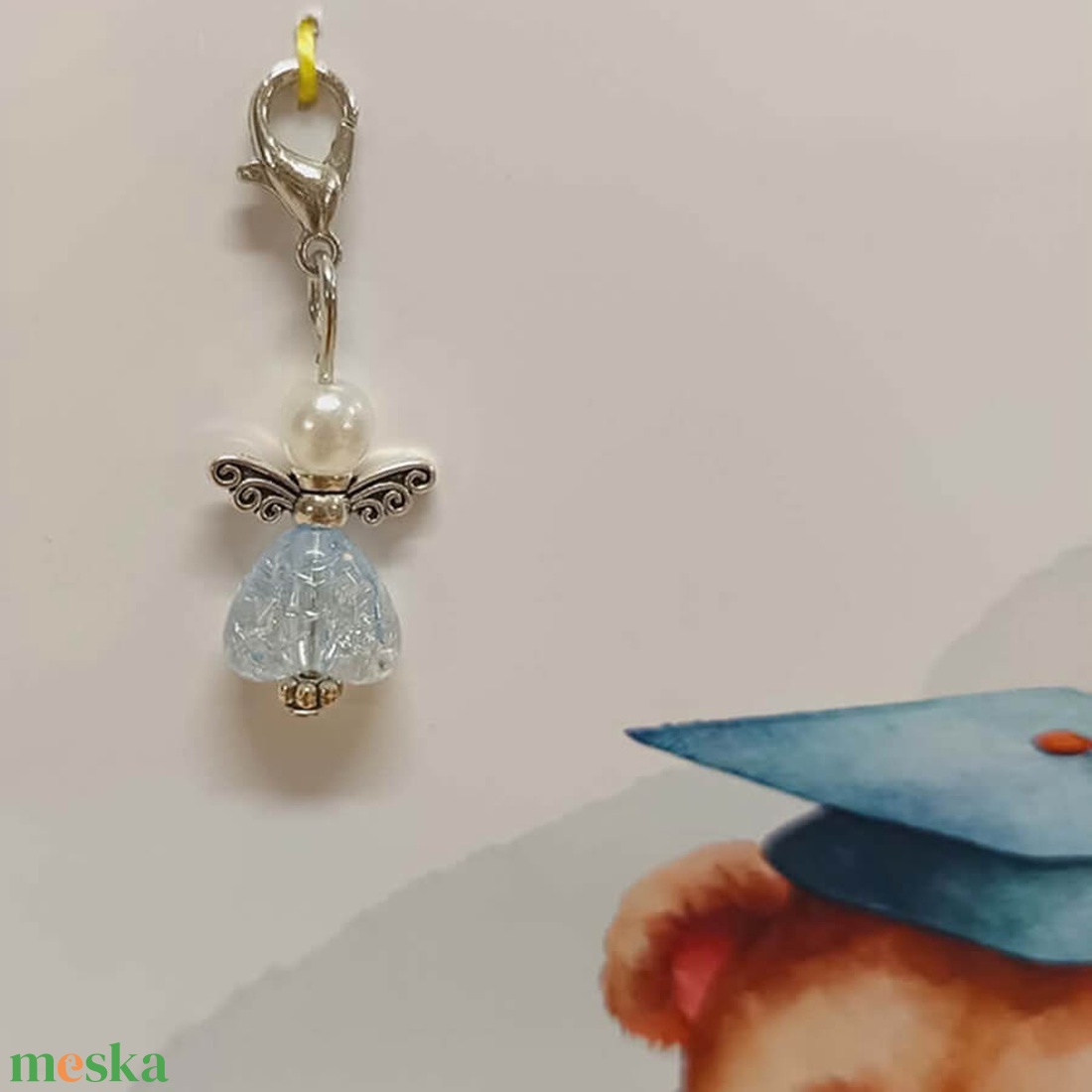 Szerencsehozó angyalka ajándékkártyával - ballagásra - macis - táska & tok - kulcstartó & táskadísz - kulcstartó - Meska.hu